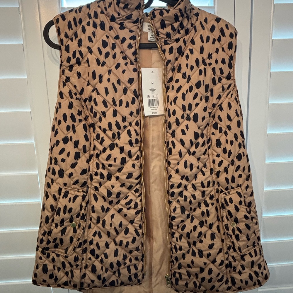 Leopard Print Quilted Vest